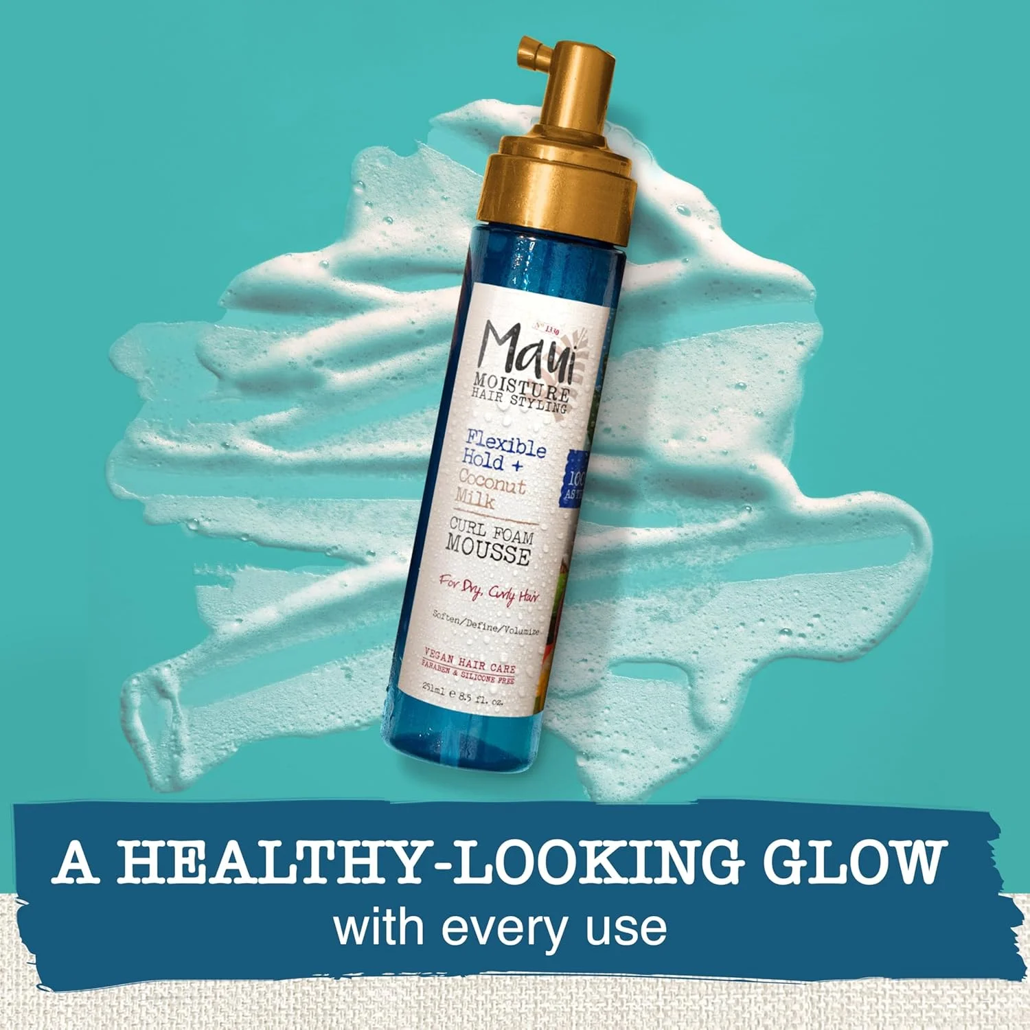 موس حالت دهنده موی فر Maui Moisture حاوی شیر نارگیل، برای حالت دادن به موهای فر، بدون الکل های خشک کننده، پارابن یا سیلیکون، 251 میلی لیتر