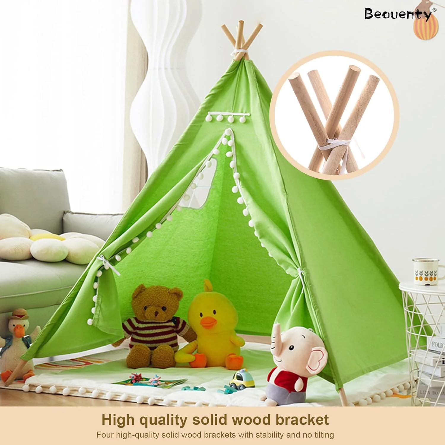 چادر بازی تیپی سبز Beauenty برای کودکان، چادر بازی تاشو برای کودکان، خانه بازی سبک سرخپوستی کودکان برای داخل و خارج از خانه با بوم پنبه ای، میله های صیقلی (سبز) چادر بازی تیپی سبز Beauenty برای کودکان، چادر بازی تاشو برای کودکان، خانه بازی سبک سرخپوستی کودکان برای داخل و خارج از خانه با بوم پنبه ای، میله های صیقلی (سبز)