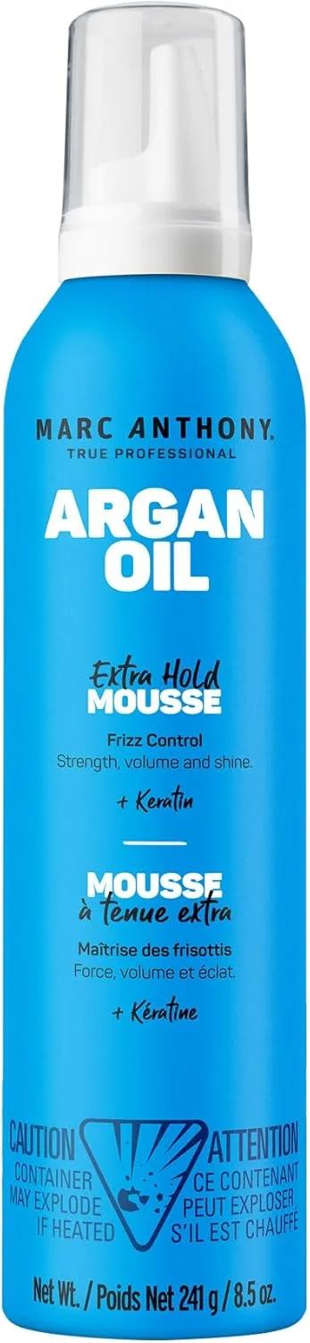 موس حجم دهنده مو مارک آنتونی، حالت دهنده قوی - موس حالت دهنده مو، وز را کنترل می کند، موها را تقویت می کند، حجم و درخشش می بخشد - حاوی روغن آرگان مغذی مراکشی با کراتین - سبک و مناسب برای انواع مو