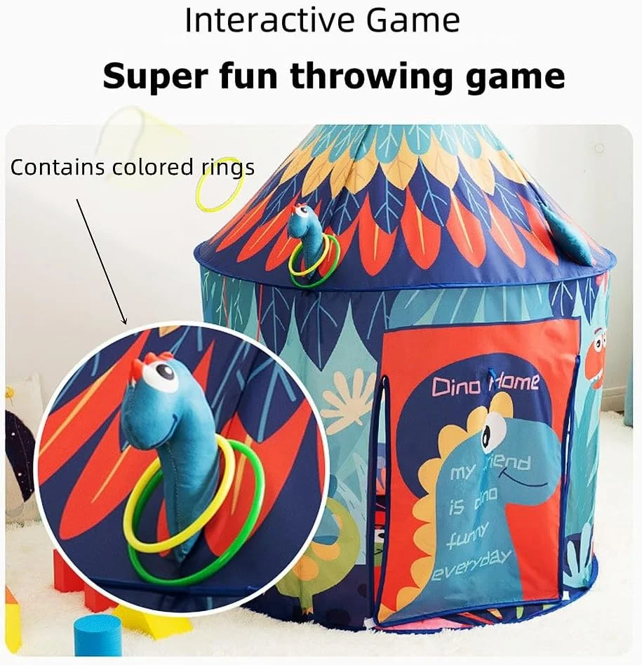 چادر بازی کودکانه، چادر بازی دایناسور، چادر کودک نوپا، چادر بازی ویگوام، چادر تیپی برای کودکان، چادر خانه بازی برای باغ، چادر برای کودکان، چادر اژدها برای کودکان داخل و خارج از منزل (با حلقه پلاستیکی)