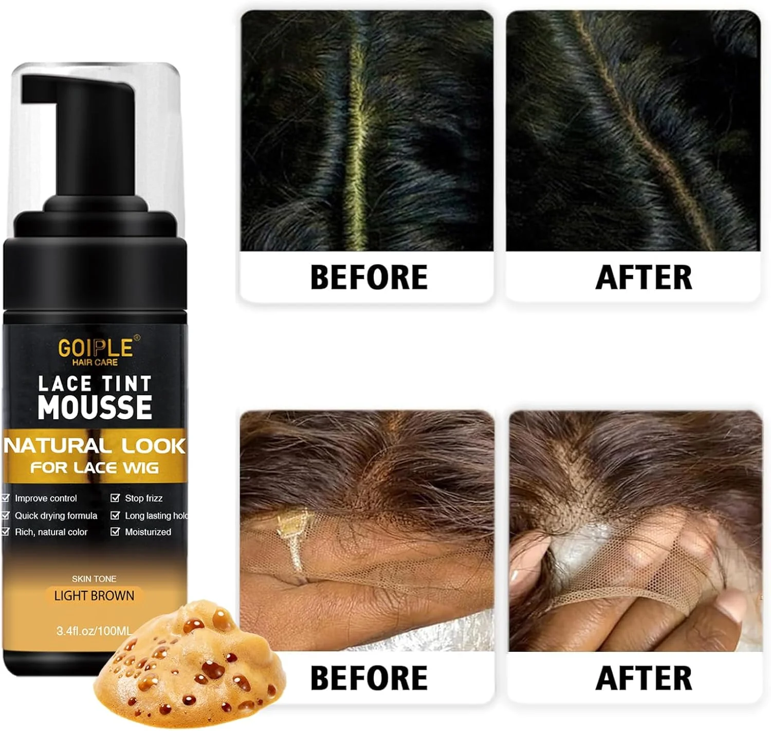 موس رنگی توری مو برای کلاه گیس زنانه، کلاه گیس توری، کلاه گیس و تکه های مو، رنگ توری طبیعی، موس رنگی توری برای ست اسپری ذوب توری کلاه گیس (قهوه ای روشن) موس رنگی توری مو برای کلاه گیس زنانه، کلاه گیس توری، کلاه گیس و تکه های مو، رنگ توری طبیعی، موس رنگی توری برای ست اسپری ذوب توری کلاه گیس (قهوه ای روشن)