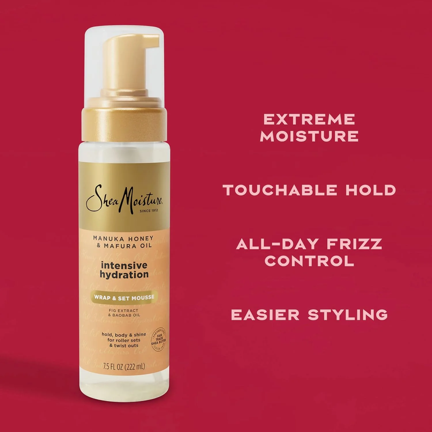 موس حالت دهنده مو حاوی عسل مانوکا و روغن مافورا شی مویسچر، آبرسان، مناسب برای حالت دهی، حجم دهی و درخشش مو، 222 میلی لیتر