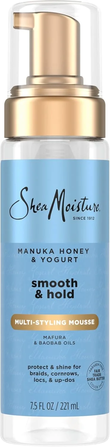 موس حالت دهنده مو حاوی عسل مانوکا و ماست Shea Moisture برای تغذیه مو 222 میل موس حالت دهنده مو حاوی عسل مانوکا و ماست Shea Moisture برای تغذیه مو 222 میل