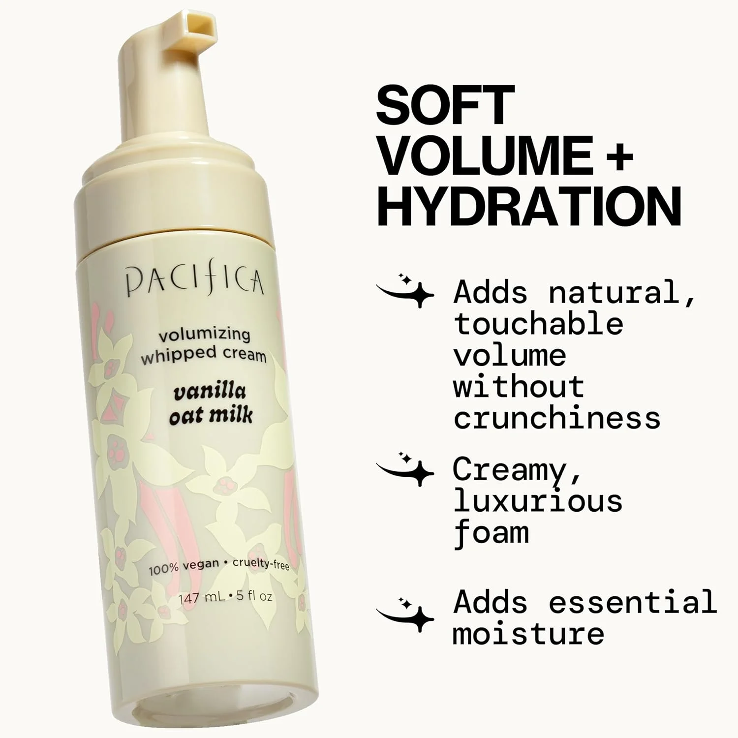 موس مو پسیفیکا - شیر جو دوسر و وانیل - نگهدارنده ملایم برای حجم دهی نرم و آبرسانی با قابلیت لمس، رایحه دلپذیر وانیل، وگان و بدون تست حیوانی، 148 میلی لیتر موس مو پسیفیکا - شیر جو دوسر و وانیل - نگهدارنده ملایم برای حجم دهی نرم و آبرسانی با قابلیت لمس، رایحه دلپذیر وانیل، وگان و بدون تست حیوانی، 148 میلی لیتر