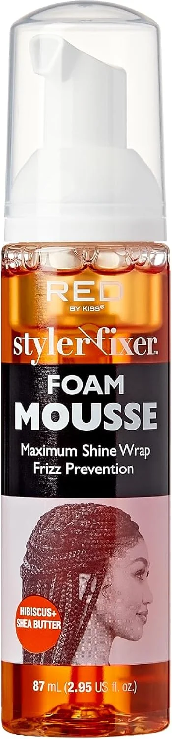 موس مو فومینگ مسافرتی کوچک رد بای کیس، موس براق کننده قوی، کاهش و جلوگیری از وز، مشخص کننده فر، نگهدارنده حالت مو، تغذیه کننده موهای خشک و شکننده (هیبیسکوس + شی باتر)