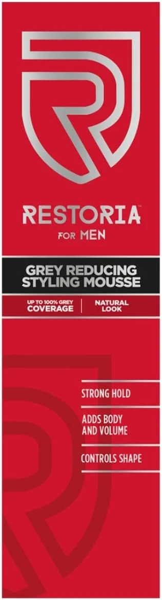 موس حالت دهنده مو مردانه رستوریا برای کاهش موهای سفید - موس مو که به از بین بردن موهای سفید کمک می کند و حالت ماندگاری طولانی به مو می دهد، پوشش دهی تا 100% موهای سفید - وگان، 200 میلی لیتر
