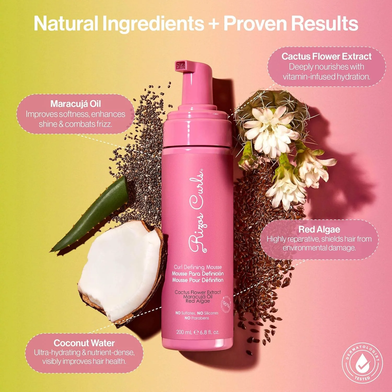 موس حالت دهنده موی فر ریزوس کرلز، آبرسان و مشخص کننده، نگهدارنده ملایم برای حجم و وضوح، درخشش بدون وز با آب نارگیل، عصاره گل کاکتوس و روغن دانه ماراکوجا، مناسب برای انواع موی فر 2a - 4c، 200 میلی لیتر موس حالت دهنده موی فر ریزوس کرلز، آبرسان و مشخص کننده، نگهدارنده ملایم برای حجم و وضوح، درخشش بدون وز با آب نارگیل، عصاره گل کاکتوس و روغن دانه ماراکوجا، مناسب برای انواع موی فر 2a - 4c، 200 میلی لیتر