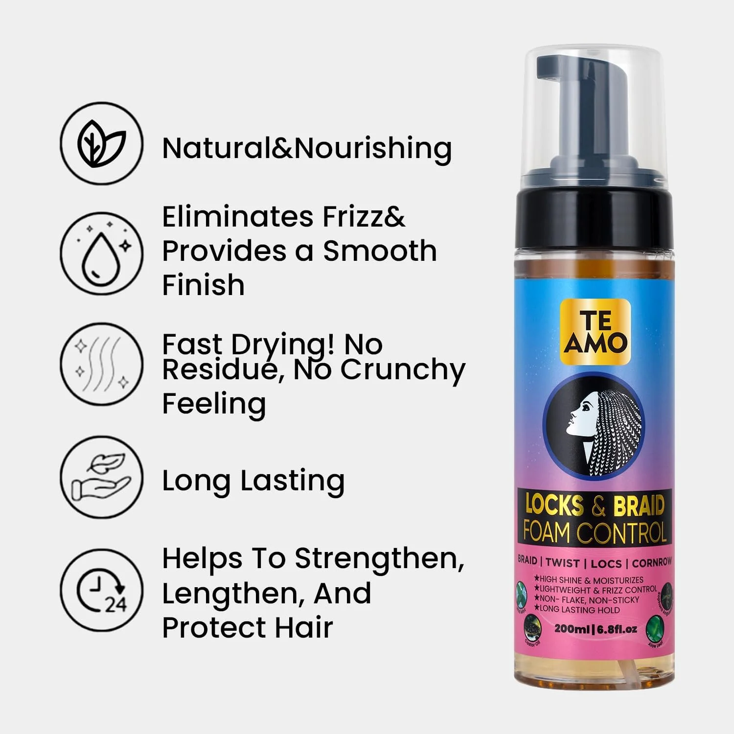 موس حالت دهنده و کنترل کننده بافت مو Te Amo – ماندگاری طولانی برای حالت دهی و درخشندگی | بدون وز و ساییدگی | مرطوب کننده و تثبیت کننده بافت، درِدلاک، تاب و بافت های آفریقایی (200 میلی لیتر) موس حالت دهنده و کنترل کننده بافت مو Te Amo – ماندگاری طولانی برای حالت دهی و درخشندگی | بدون وز و ساییدگی | مرطوب کننده و تثبیت کننده بافت، درِدلاک، تاب و بافت های آفریقایی (200 میلی لیتر)