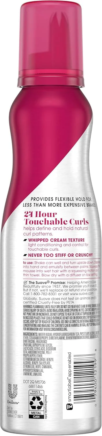 موس موی حالت دهنده Suave - مناسب موهای موج دار و فر، محصول حالت دهنده ضد وز برای حالت های انعطاف پذیر و بدون خشکی، 200 گرم (بسته 2 عددی) موس موی حالت دهنده Suave - مناسب موهای موج دار و فر، محصول حالت دهنده ضد وز برای حالت های انعطاف پذیر و بدون خشکی، 200 گرم (بسته 2 عددی)