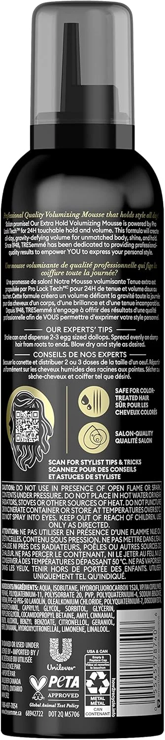 موس مو حالت دهنده قوی TRESemmé با فناوری Pro Lock Tech™ برای حجم دهی و حالت دهی لمسی 24 ساعته 298 گرم