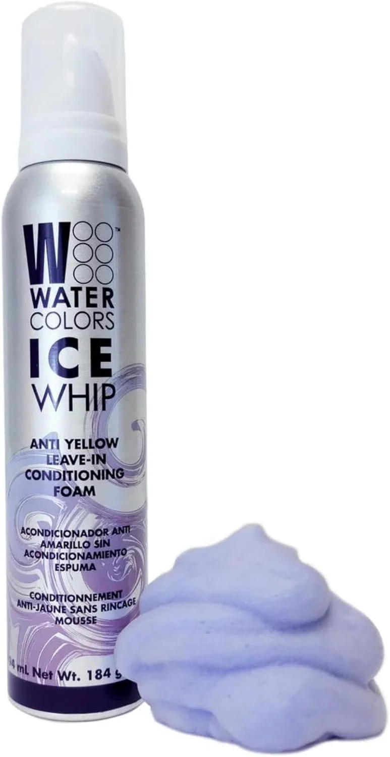موس فوم نرم کننده و ضد زردی موهای بلوند، پلاتینه، دکلره شده، نقره ای، خاکستری، دودی و مسی Watercolors Ice Whip - بنفش یاسی 192 میلی لیتر (1 بسته)