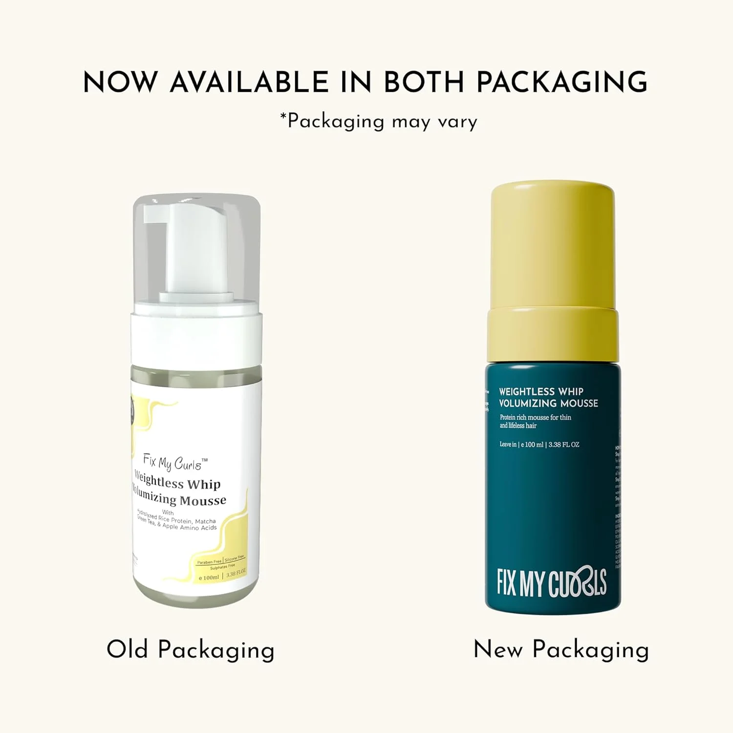 موس حجم دهنده مو فیکس مای کرلز | غنی شده با پروتئین برنج برای رشد مو و سرکه سیب | برای موهای موج دار، فر و وز | تقویت کننده فر | فاقد سیلیکون و الکل (98 میلی لیتر)