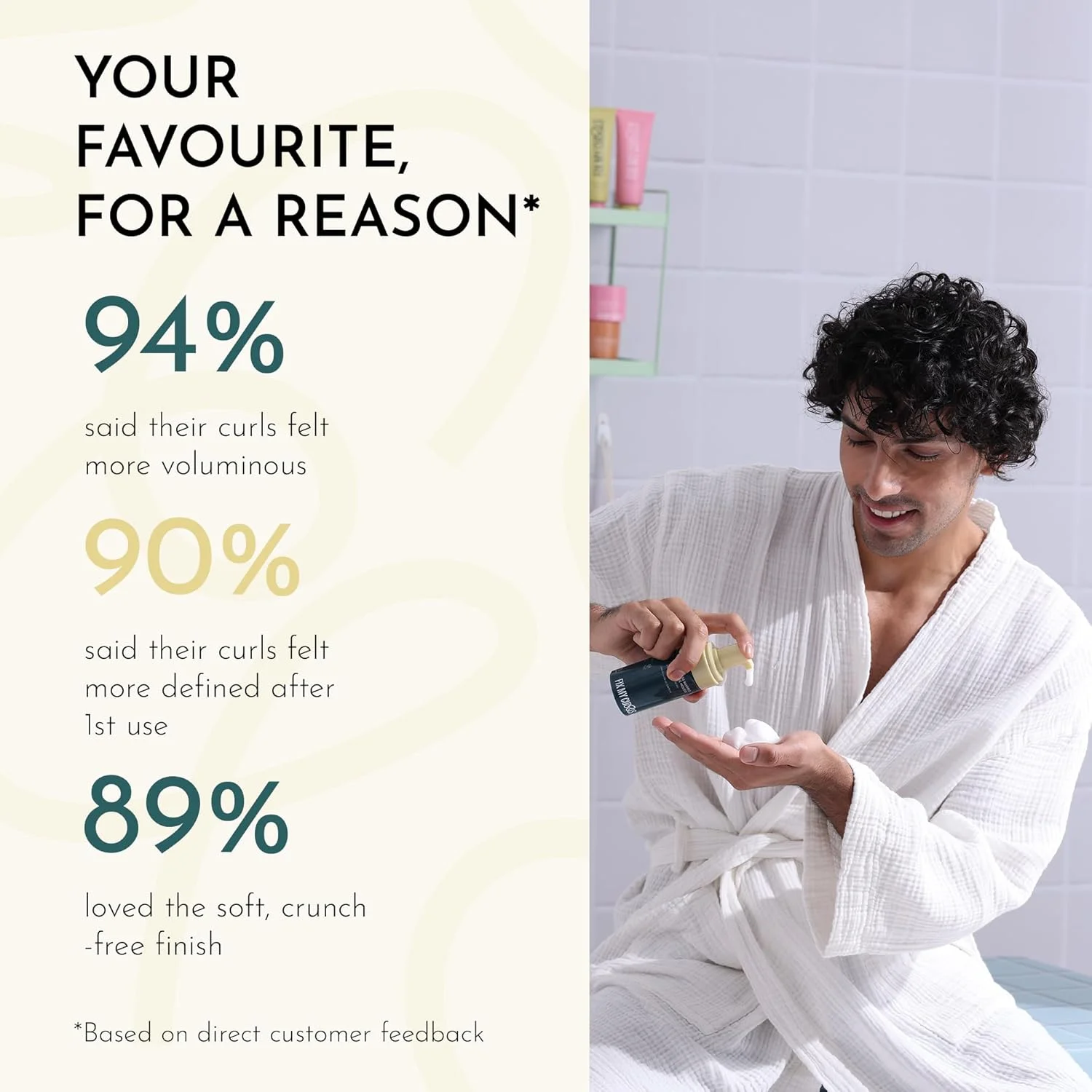 موس حجم دهنده مو فیکس مای کرلز | غنی شده با پروتئین برنج برای رشد مو و سرکه سیب | برای موهای موج دار، فر و وز | تقویت کننده فر | فاقد سیلیکون و الکل (98 میلی لیتر)