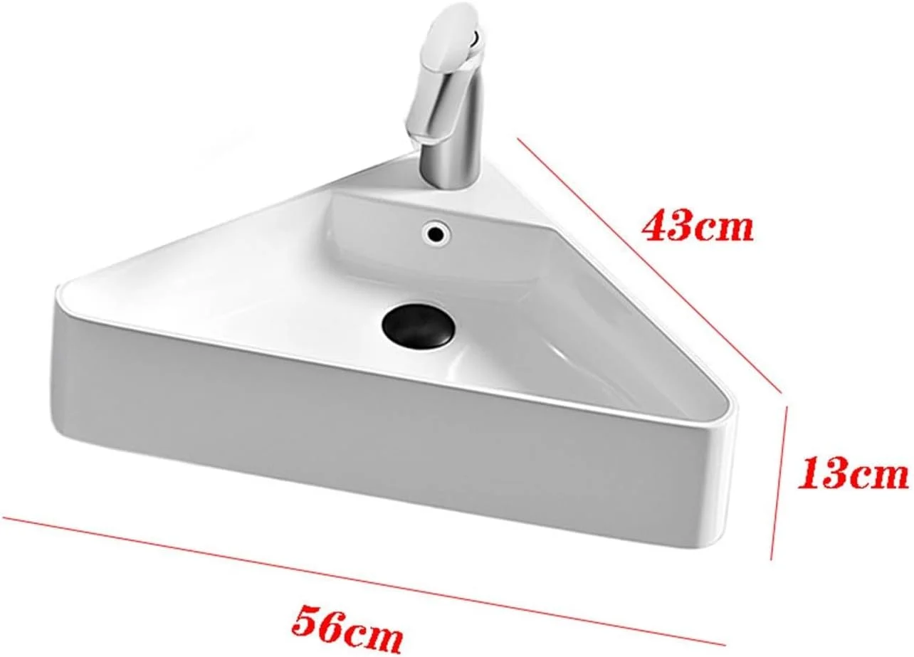 روشویی سرامیکی مثلثی گوشه ای، مناسب حمام، صرفه جویی در فضا، قابل نصب روی دیوار