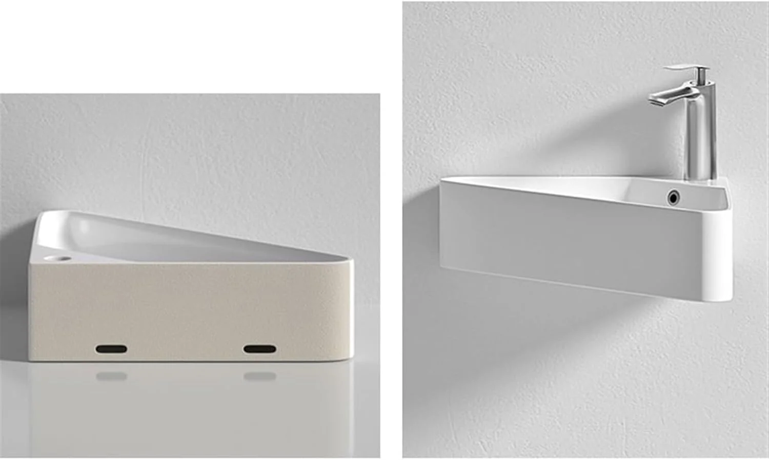 روشویی گوشه ای شخصی سازی شده، روشویی سرامیکی مثلثی با دمای بالا، روشویی دیواری صرفه جویی در فضا، کاسه روشویی حمام