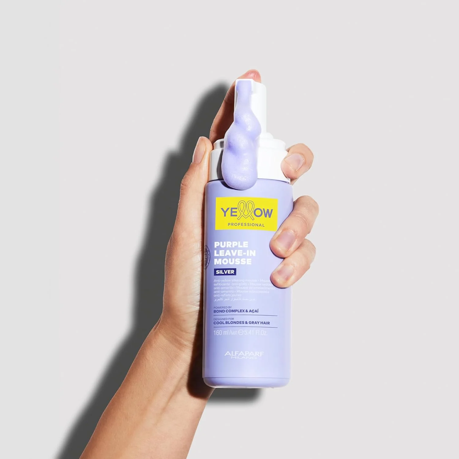 موس مو بنفش نقره ای یلو پروفشنال مناسب موهای بلوند، خاکستری و دکلره 160 میلی لیتر