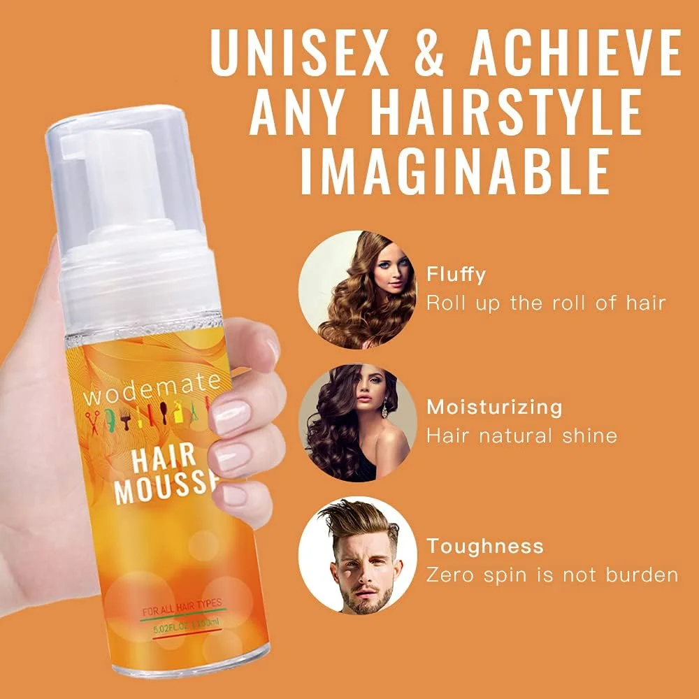 موس حالت دهنده موهای فر، کلاه گیس یا بافت، موس کنترل لبه های بسیار قوی مقاوم در برابر رطوبت، ضد وز بادوام با حس انعطاف پذیر، فوم موس حالت دهنده مو برای انواع مو