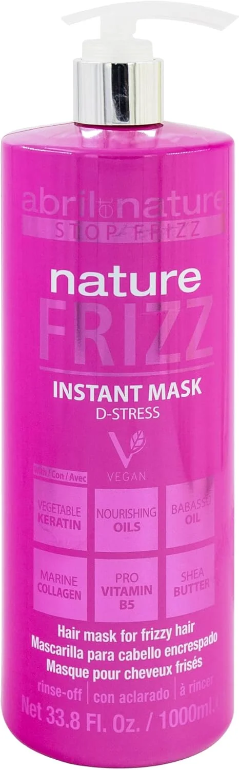 آوریل ات نیچر - Nature Frizz - ماسک مو - برای موهای وز - مرطوب کننده و صاف کننده مو - موها را نرم تر و درخشان تر می کند - درمان حرفه ای آرایشگاهی - 1000 میلی لیتر