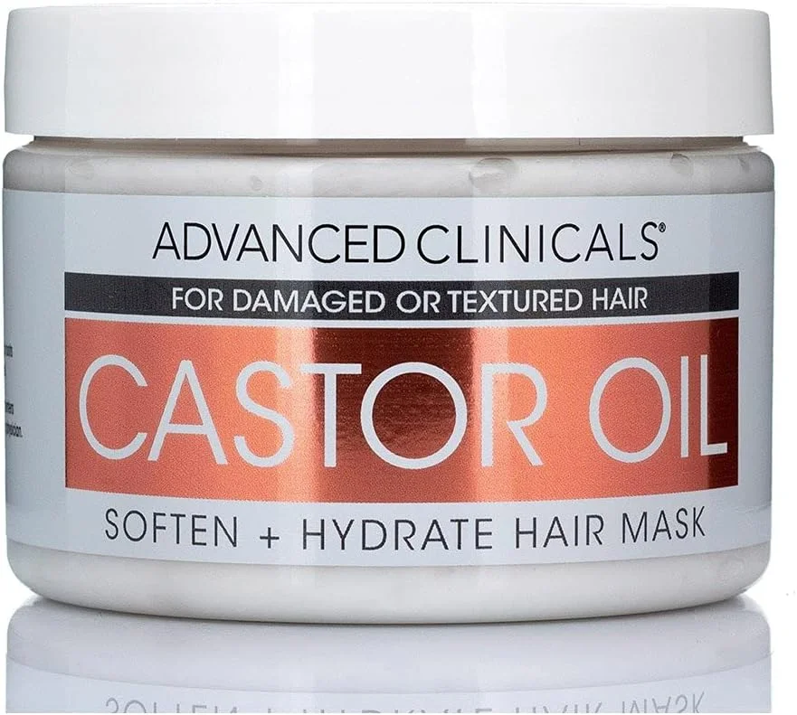 ماسک موی روغن کرچک Advanced Clinicals، نرم کننده و درمان کننده طبیعی مو، حاوی روغن کرچک سیاه جامائیکایی، روغن نارگیل و بیوتین، ترمیم کننده موهای رنگ شده، خشک یا آسیب دیده، 355 میلی لیتر