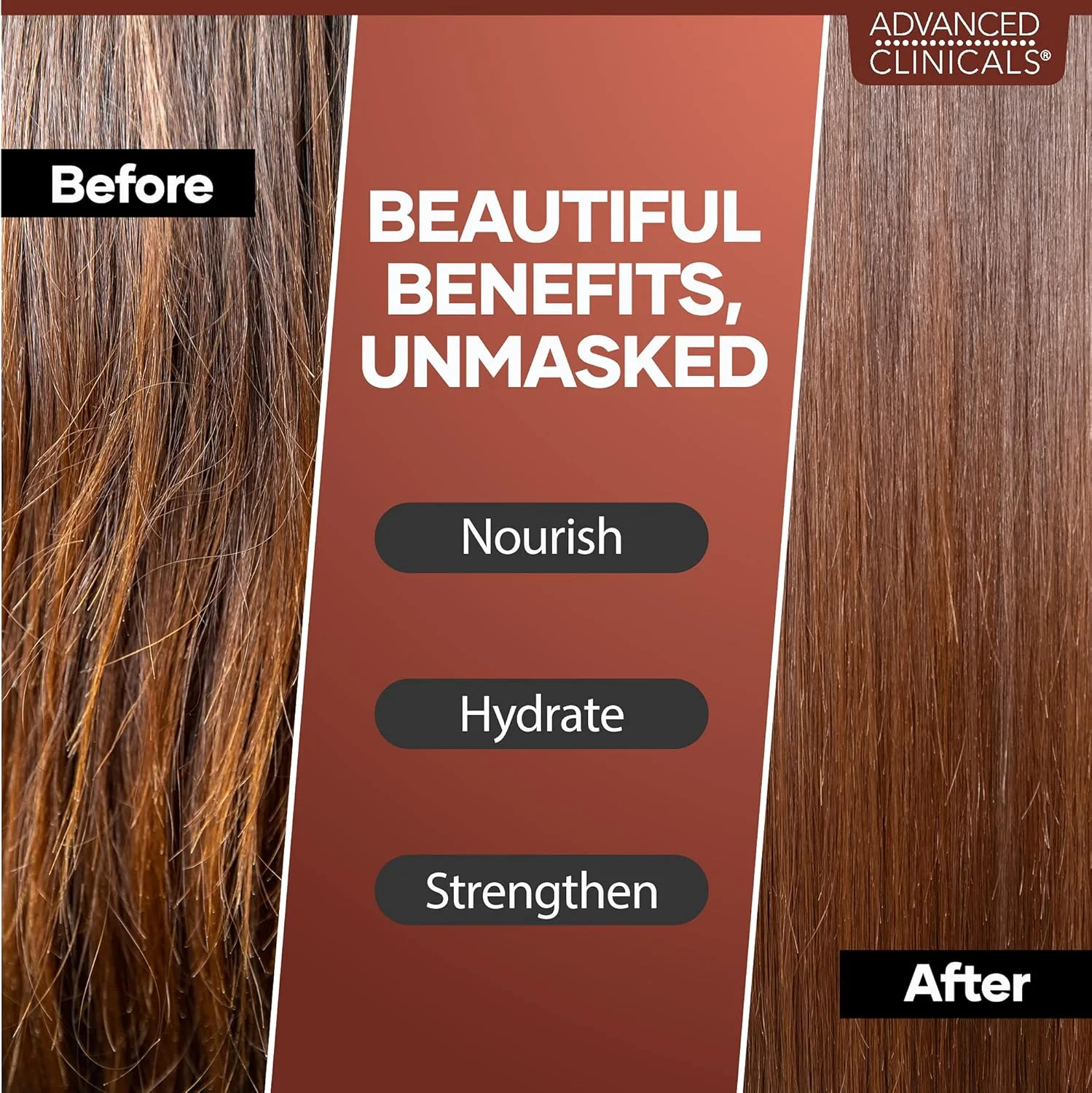 ماسک موی روغن کرچک Advanced Clinicals، نرم کننده و درمان کننده طبیعی مو، حاوی روغن کرچک سیاه جامائیکایی، روغن نارگیل و بیوتین، ترمیم کننده موهای رنگ شده، خشک یا آسیب دیده، 355 میلی لیتر