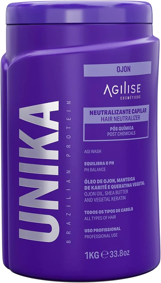 خنثی کننده موی یونیکا آژیلیز - ماسک مو بعد از مواد شیمیایی - درمان ترمیم کننده برای موهای آسیب دیده یا رنگ شده، درمان مو با کراتین - روغن اوجون - وگان - 1000 میلی لیتر