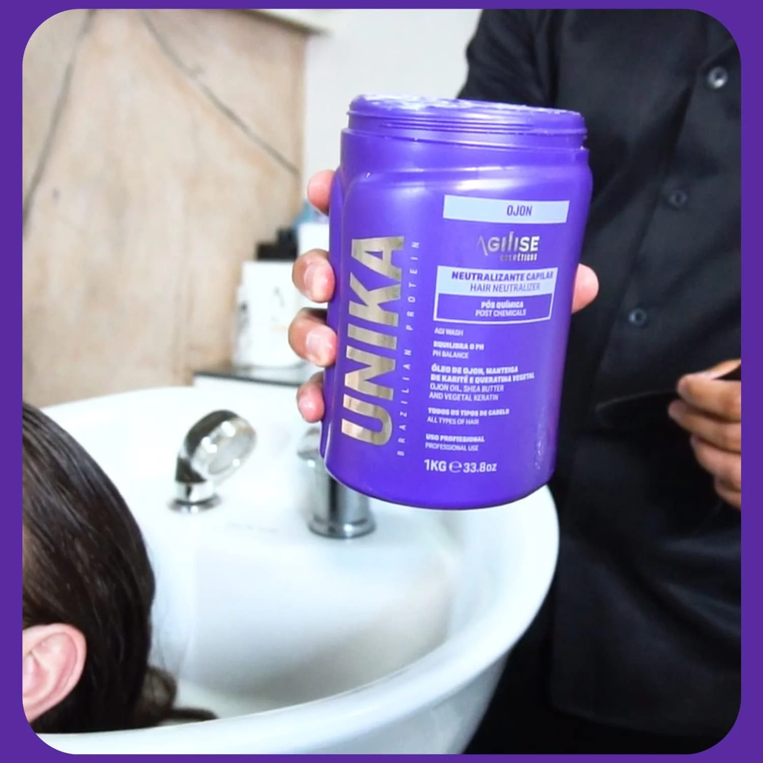 خنثی کننده موی یونیکا آژیلیز - ماسک مو بعد از مواد شیمیایی - درمان ترمیم کننده برای موهای آسیب دیده یا رنگ شده، درمان مو با کراتین - روغن اوجون - وگان - 1000 میلی لیتر