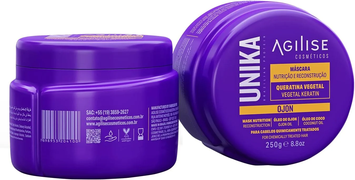 ماسک موی آجیلیز Unika Ojon Home Care - مراقبت از موهای آسیب دیده، محصولات ضد وز مو برای زنان، ماسک بدون سولفات - کراتین گیاهی، روغن نارگیل، روغن اوجون، وگان - 250 گرم