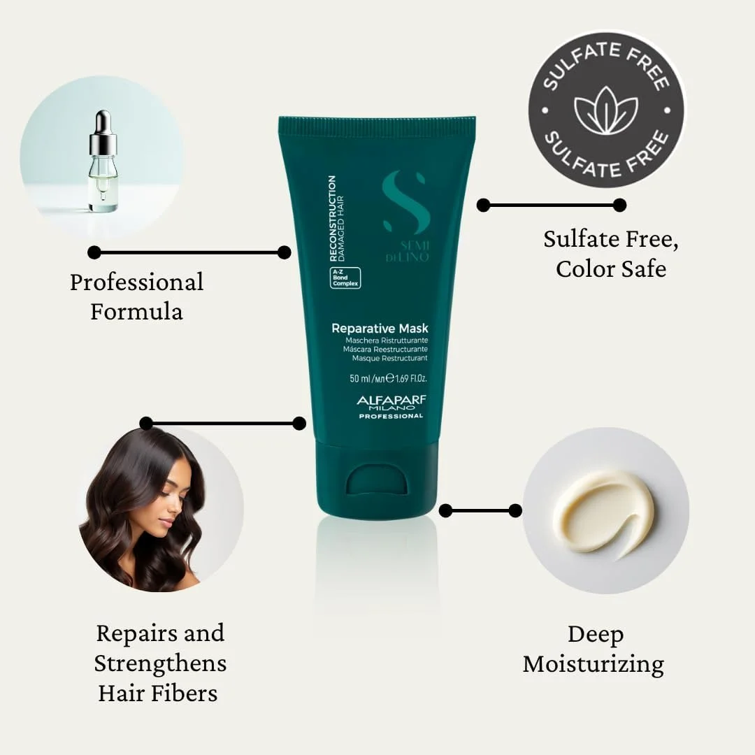 ماسک ترمیم کننده موهای آسیب دیده آلفاپارف میلانو سمی دی لینو، 50 میلی لیتر