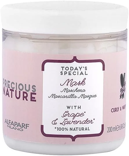 ماسک مو آلفاپرف میلانو پریشس نیچر مخصوص موهای فر و مجعد، اسطوخودوس و انگور، 200 میلی لیتر