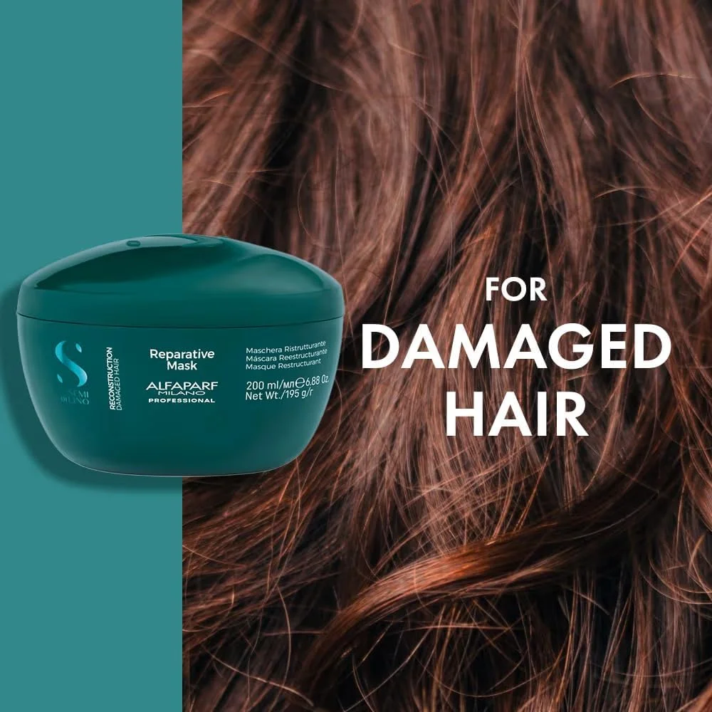 ماسک ترمیم کننده موهای آسیب دیده آلفاپارف میلانو، سمی دی لینو، بازسازی کننده، 200 میلی لیتر