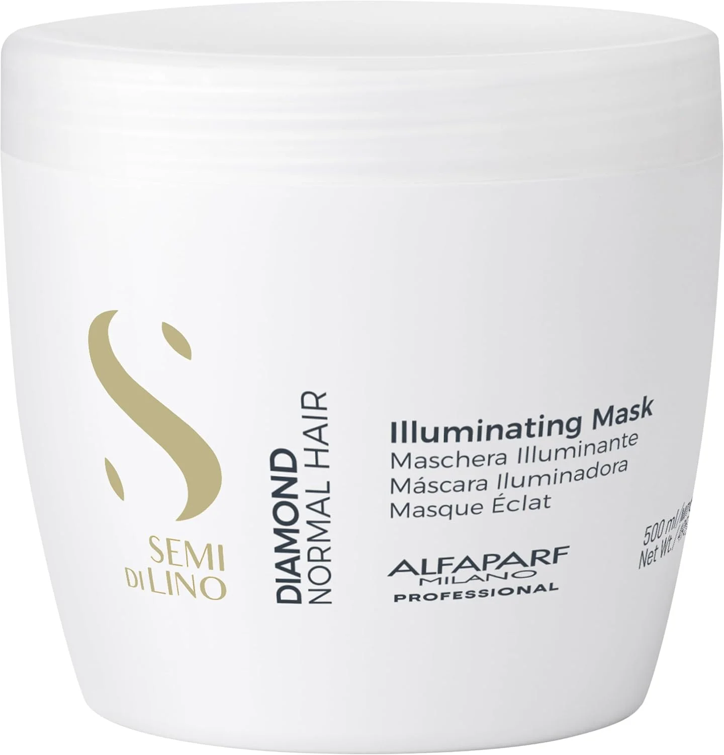 ماسک درخشان کننده موهای نرمال الماس Alfaparf Milano Semi Di Lino، ایمن برای موهای رنگ شده - بدون سولفات، SLS، پارابن و پارافین - کیفیت حرفه ای سالن