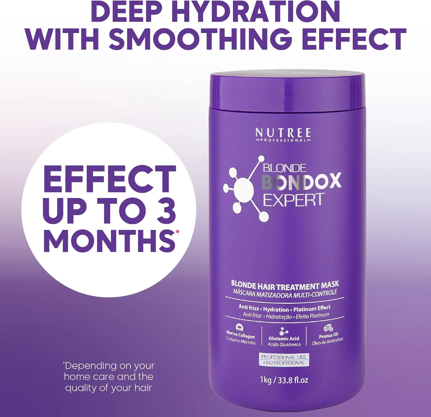 ماسک مو بنفش آمازونلیس بلوند بوندوکس برای موهای بلوند 1000 میلی لیتر | ماسک حرارتی مرطوب کننده و ترمیم کننده مو با روغن بادام | فاقد فرمالدئید و بدون تست حیوانی