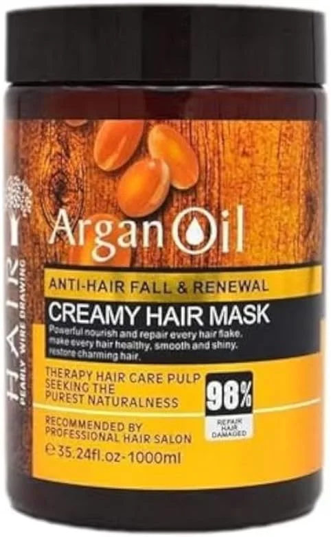 ماسک موی کرمی روغن آرگان برای جلوگیری از ریزش مو، ۱۰۰۰ میلی لیتر، درمان حرفه ای سالنی، ترمیم و احیای مو