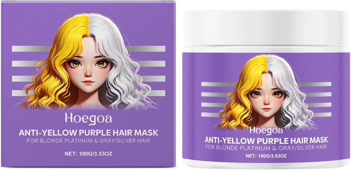 ماسک موی بنفش ضد زردی برای موهای بلوند، پلاتینی، خاکستری و نقره ای، خنثی کننده رنگ های زرد، نرم کننده عمیق، احیا کننده رنگ سرد و روشن و افزایش درخشندگی مو