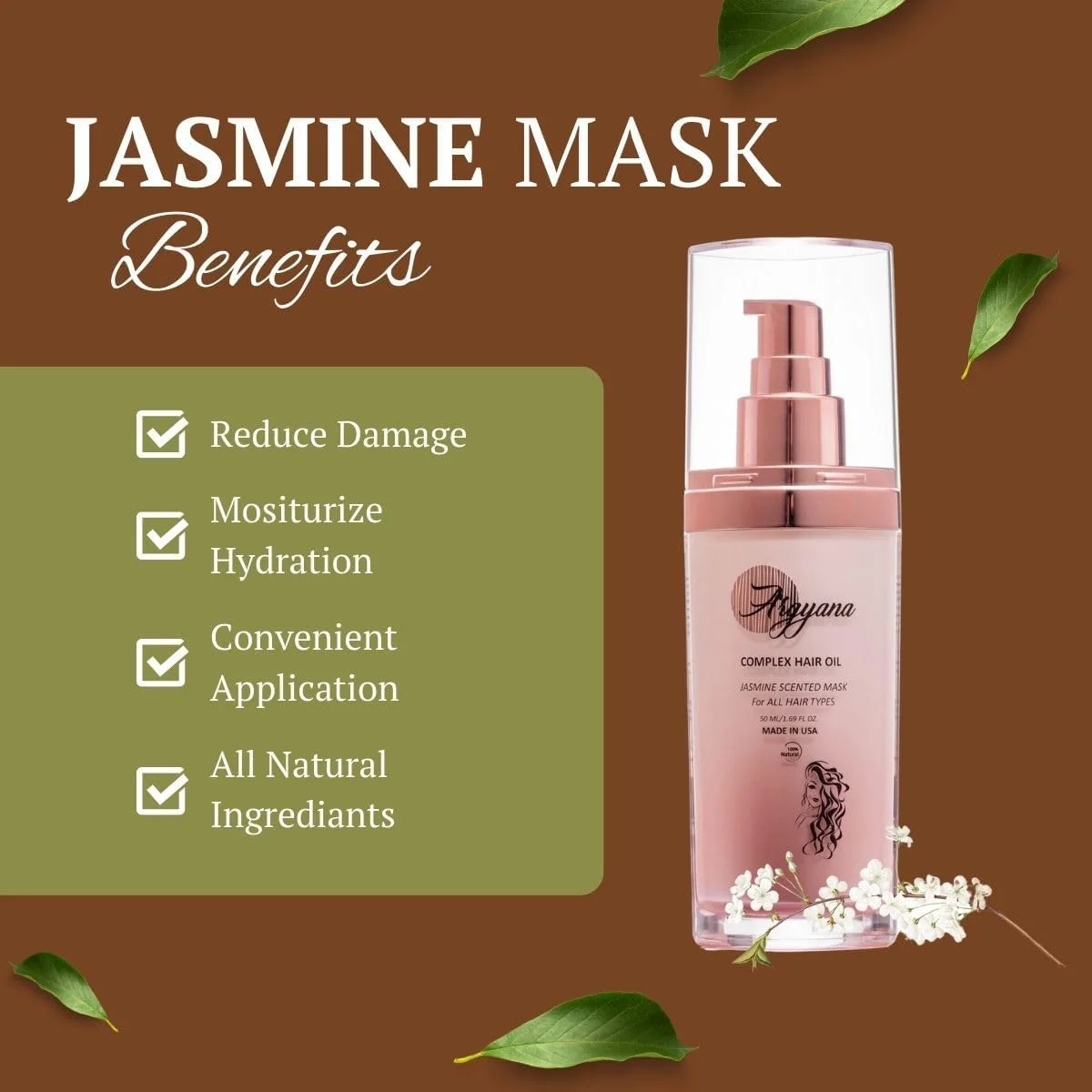 ماسک مو آرگیانا برای رشد مو | نرم کننده و درمان عمقی برای موهای خشک | ماسک مو برای موهای وز و آسیب دیده | ماسک ترمیم کننده مو برای زنان | ضد وز و ضد شوره سر | با رایحه یاس (50 میلی لیتر)