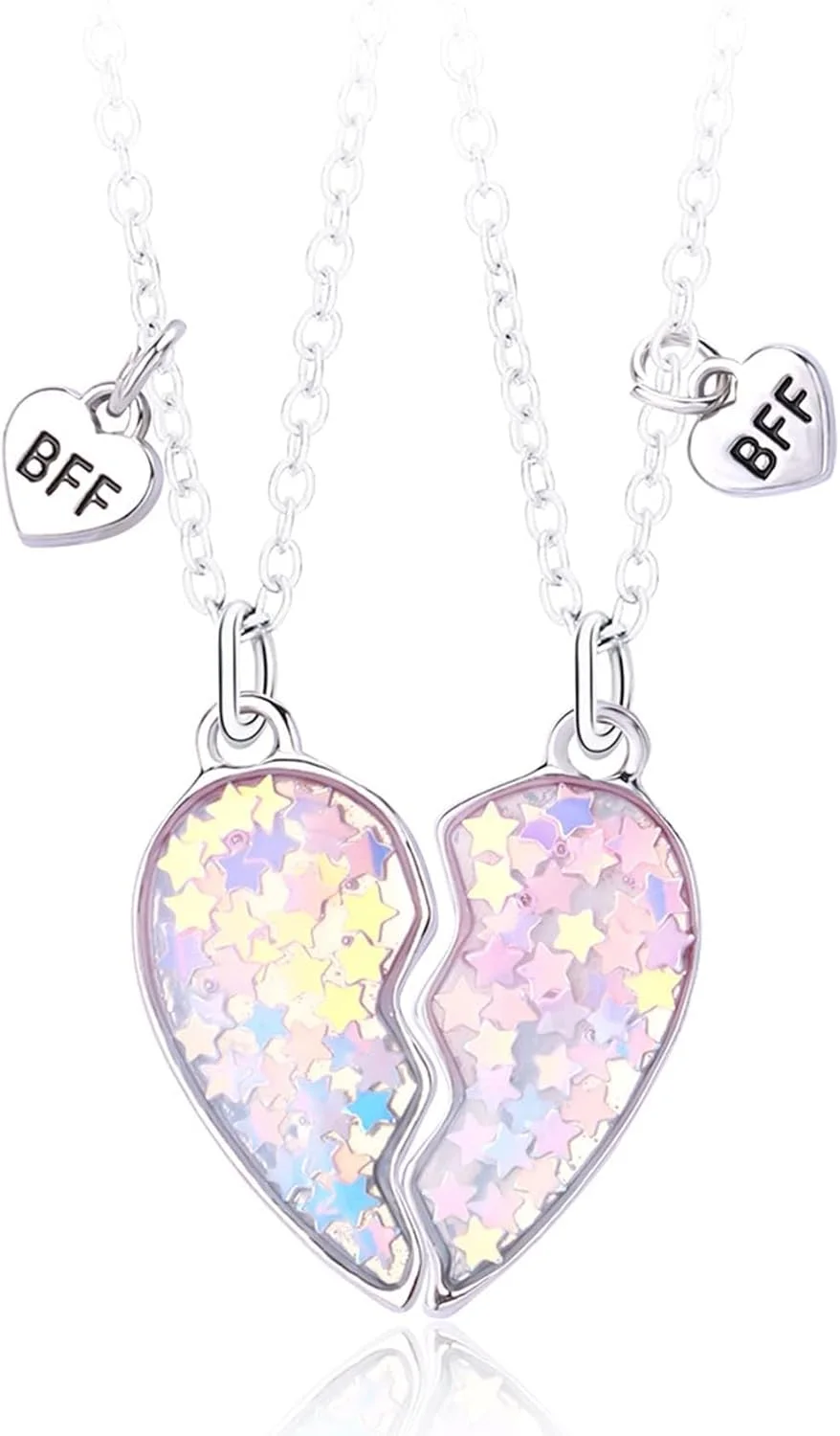 گردنبندهای قلب دوتایی خزنه برای 2 دختر - ست گردنبند BFF غیر مغناطیسی، هدیه تولد ایده آل برای کودکان و دوستان گردنبندهای قلب دوتایی خزنه برای 2 دختر - ست گردنبند BFF غیر مغناطیسی، هدیه تولد ایده آل برای کودکان و دوستان
