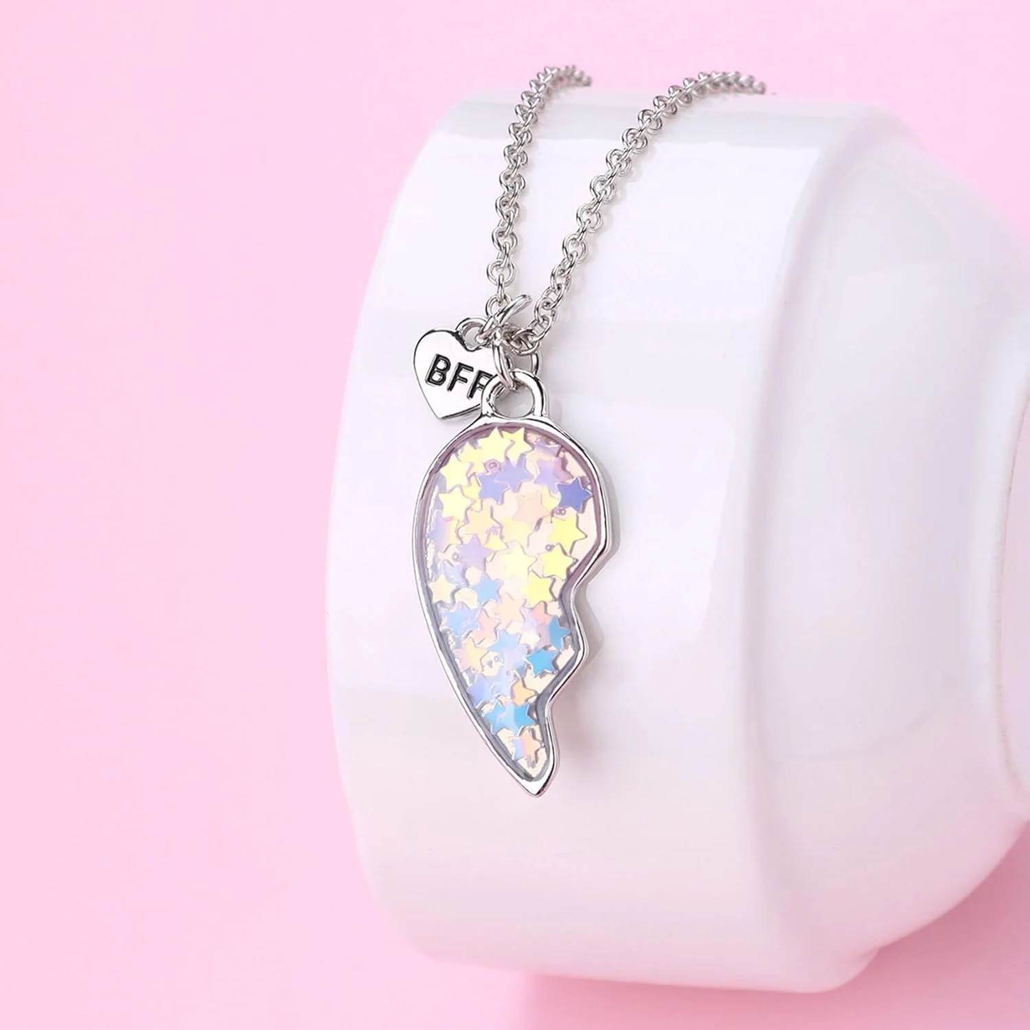 گردنبندهای قلب دوتایی خزنه برای 2 دختر - ست گردنبند BFF غیر مغناطیسی، هدیه تولد ایده آل برای کودکان و دوستان گردنبندهای قلب دوتایی خزنه برای 2 دختر - ست گردنبند BFF غیر مغناطیسی، هدیه تولد ایده آل برای کودکان و دوستان