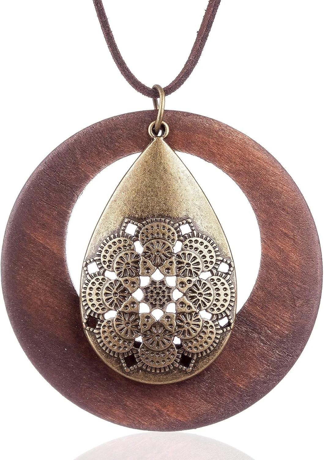 گردنبند آویز زنانه چوبی دست ساز، گردنبند بلند طنابی برای هدیه زنانه، سبک وینتیج، جواهرات، آویز آلیاژی قطره آب چوبی، زنجیر ژاکت گردنبند آویز زنانه چوبی دست ساز، گردنبند بلند طنابی برای هدیه زنانه، سبک وینتیج، جواهرات، آویز آلیاژی قطره آب چوبی، زنجیر ژاکت