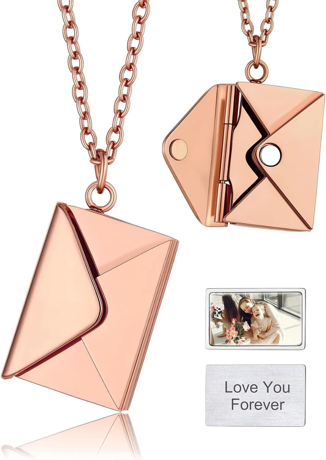 گردنبند نامه عاشقانه، گردنبند پاکت نامه، قفل گردنبند رزگلد، جواهرات استیل ضد زنگ برای مادر، همسر، بهترین دوست گردنبند نامه عاشقانه، گردنبند پاکت نامه، قفل گردنبند رزگلد، جواهرات استیل ضد زنگ برای مادر، همسر، بهترین دوست