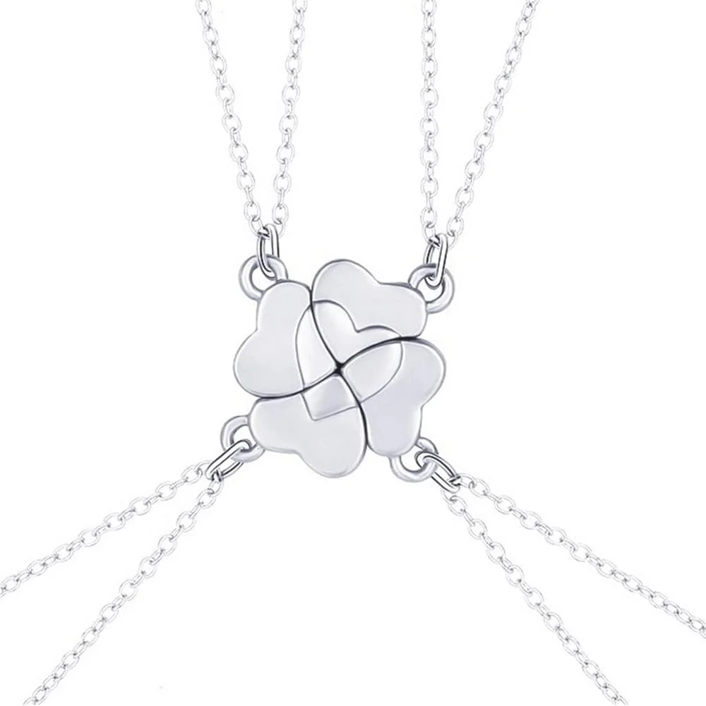 گردنبند دوستی چهار برگ، گردنبند آهنربایی شبدر چهار برگ برای بهترین دوستان، هدیه ای برای دختران و زنان