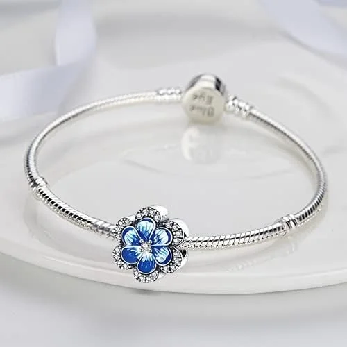 آویز نقره استرلینگ 925 خزنه، مناسب برای دستبندهای پاندورا، مهره های جواهرات دخترانه، دستبند و گردنبند هدیه زنانه، مهره های چشم آبی کریستالی، اکسسوری های روزمره