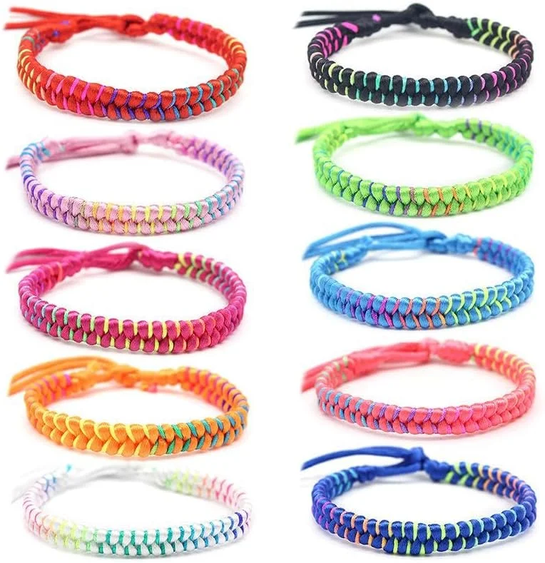 ست دستبند دوستی، دستبندهای بافتنی چند رنگ بوهمی، دستبندهای دست ساز بافته شده قومی قابل تنظیم، هدیه جواهرات برای مچ دست، پابند، لوازم جانبی مو (ست 10 عددی)
