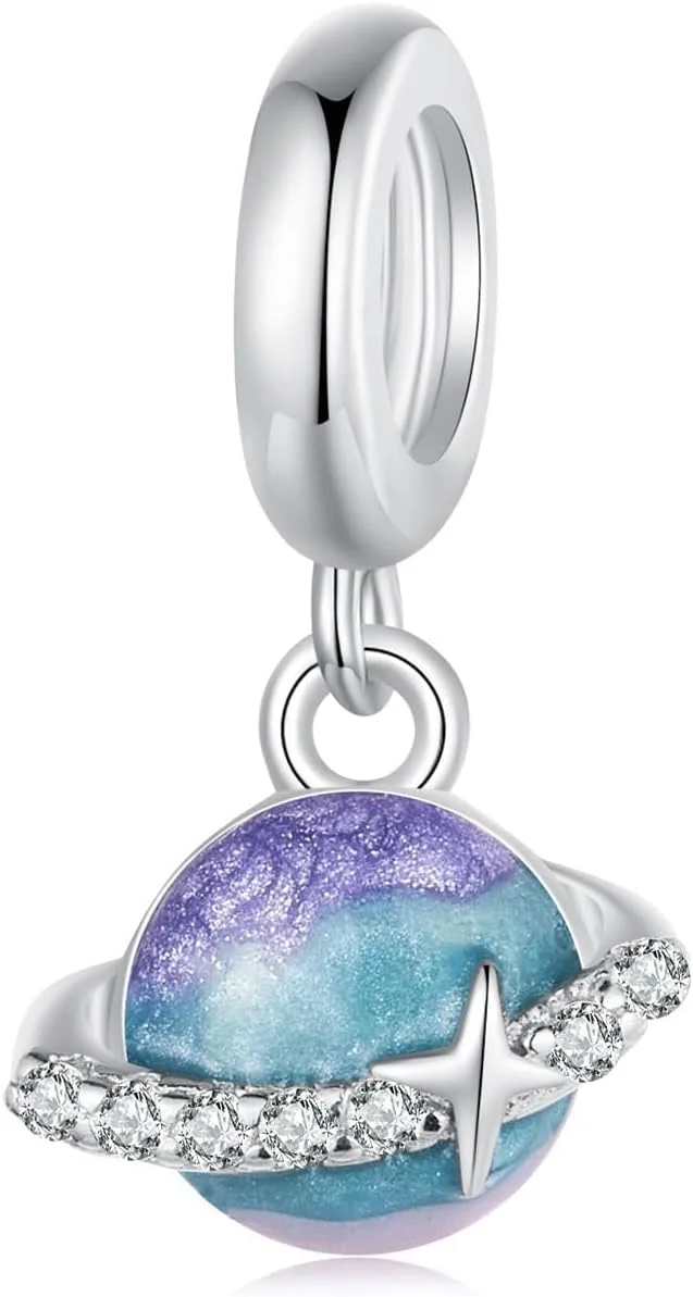 آویز مهره ای زنانه، آویز ستاره نقره استرلینگ 925 برای دستبند و گردنبند زنانه، نقره استرلینگ با آویزهای زیرکون، هدیه جواهرات آویز مهره ای برای زنان، دختران و دوستان، هدیه تولد