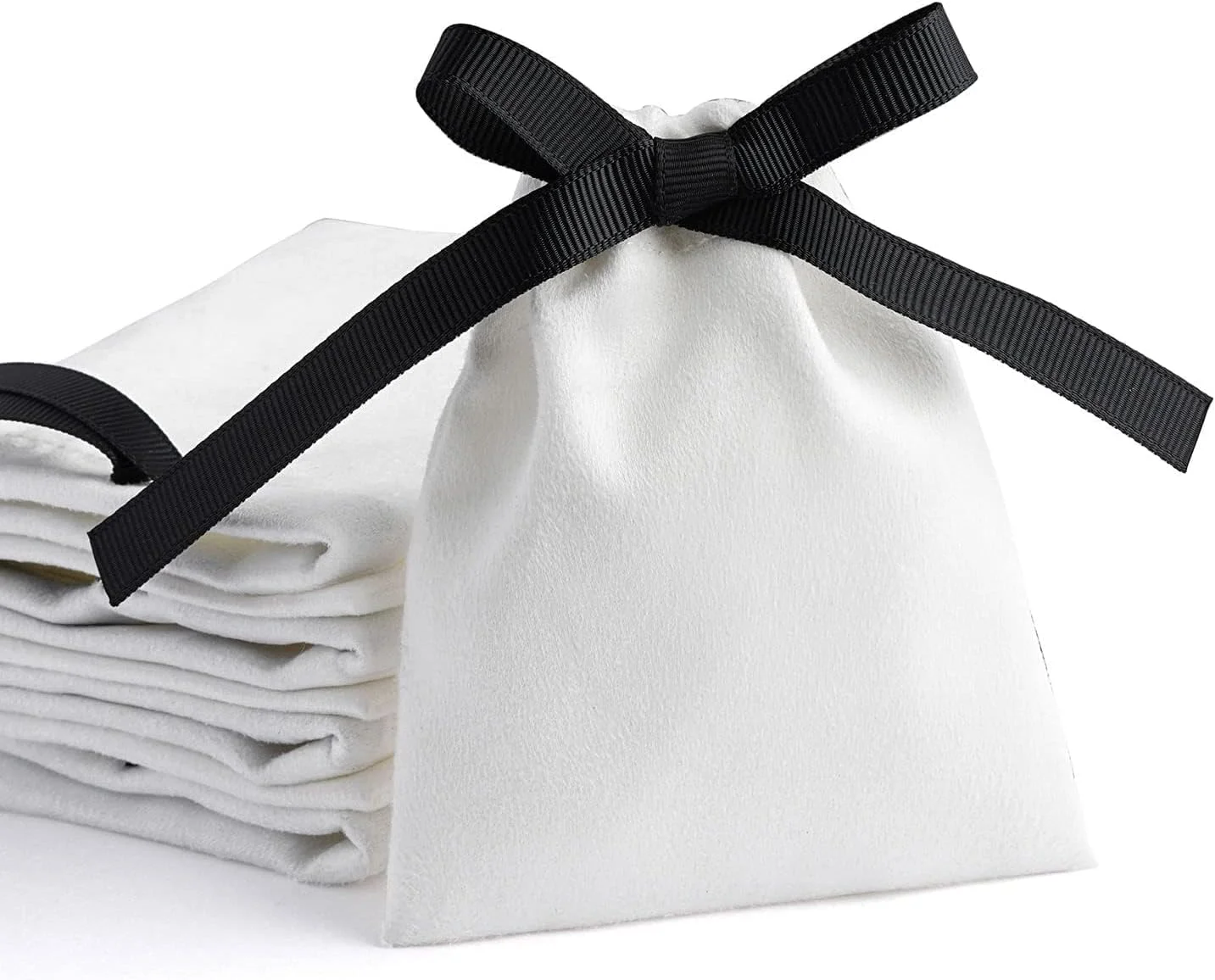 خزنه، بسته 20 عددی کیف جواهرات، کیف بسته بندی کوچک مخملی لوکس با بند کشی برای انگشتر، گردنبند، دستبند، کیف هدفون، کیف دهانی مخملی میکروفیبر با روبان های مشکی (10 x 8 سانتی متر)