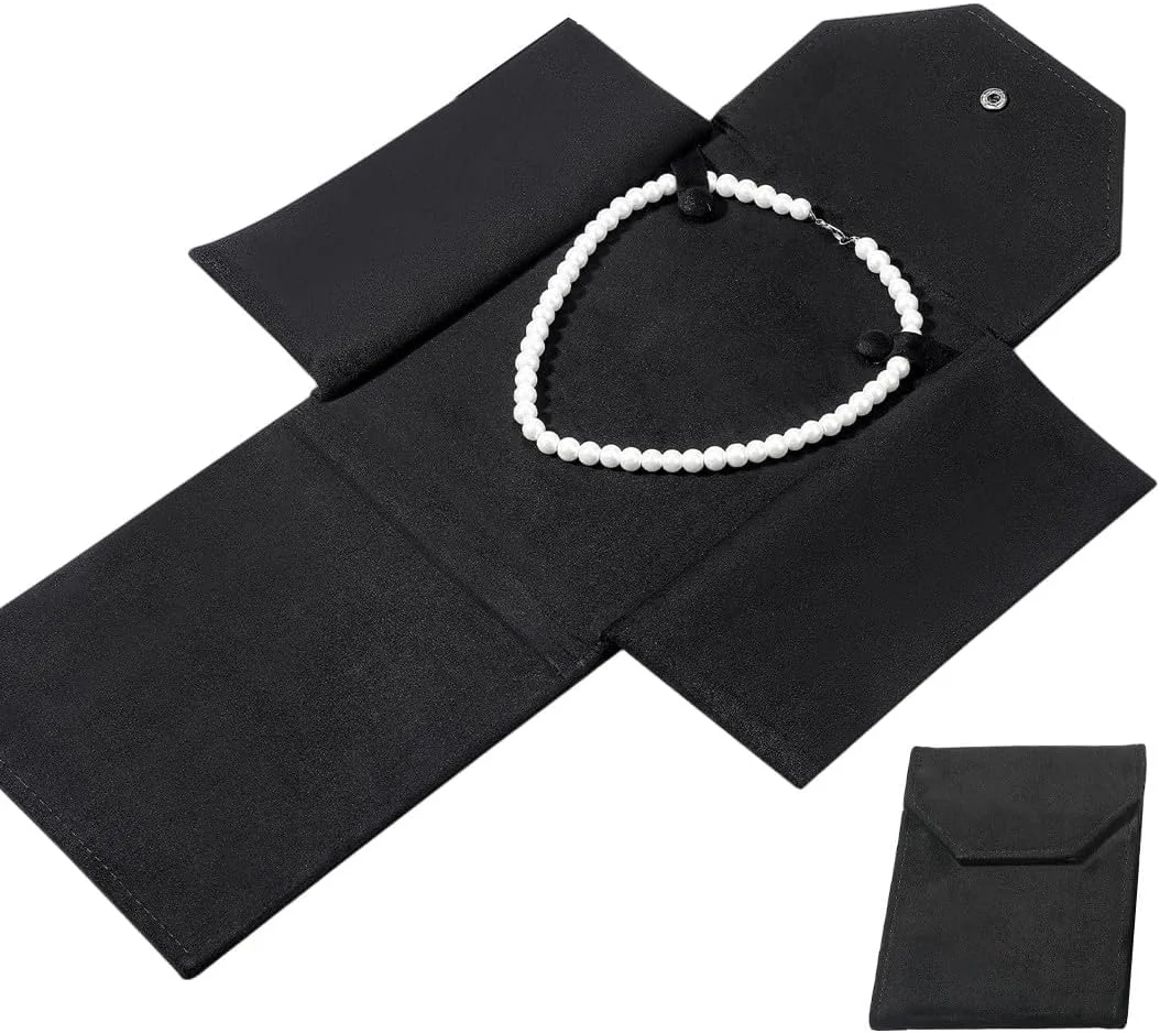 پوشه نمایش جواهرات، 1 عدد، گیره مروارید نمایش گردنبند، جیر مشکی، جعبه نمایش، ویترین، گیره گردنبند، مناسب برای حمل مسافرتی، جواهرفروشی، نگهداری