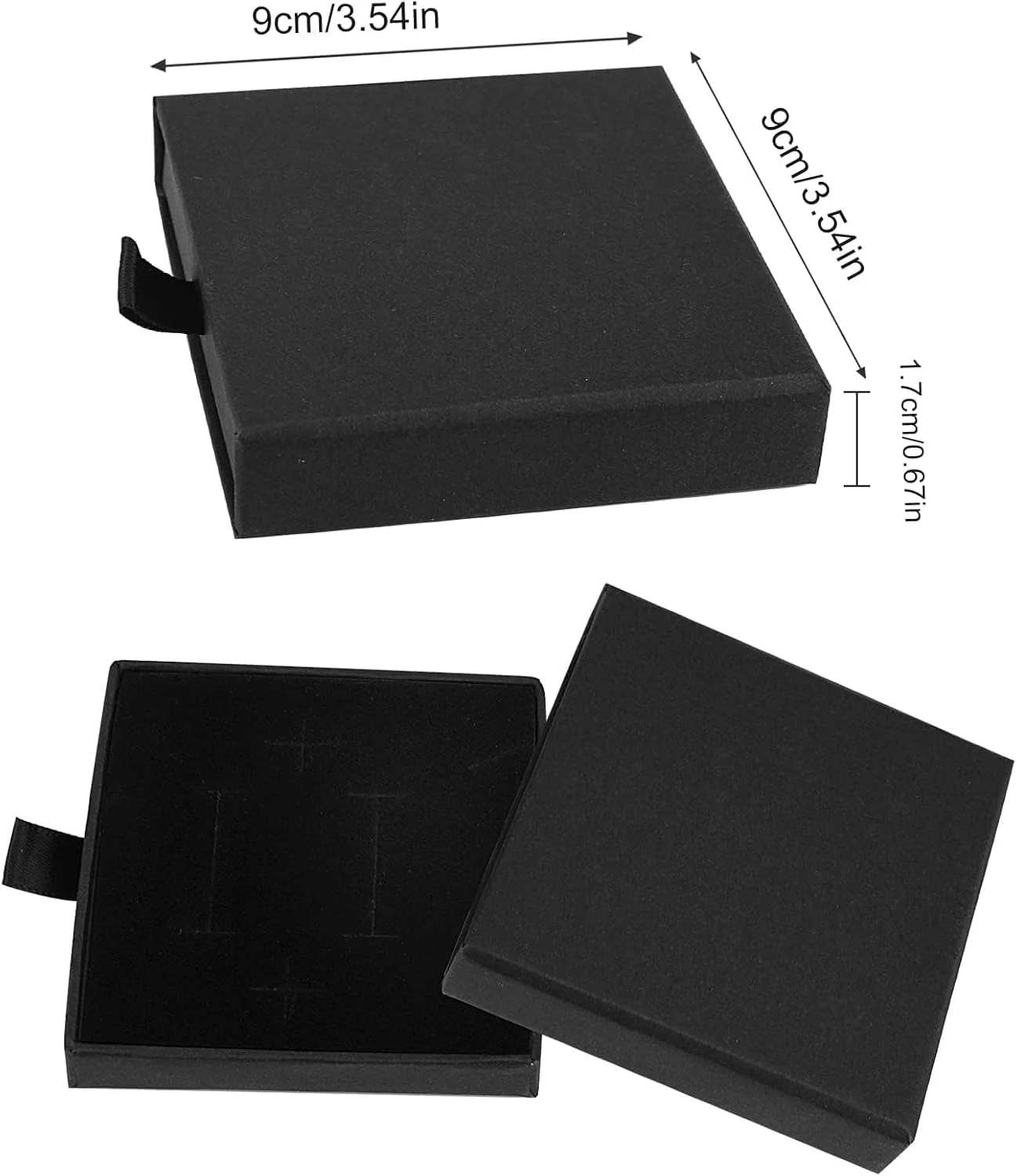 جعبه جواهرات خزنه، بسته بندی هدیه جواهرات 2 عددی جعبه های مقوایی کرافت مشکی مربعی برای نگهداری گردنبند، انگشتر و آویز دستبند جعبه جواهرات خزنه، بسته بندی هدیه جواهرات 2 عددی جعبه های مقوایی کرافت مشکی مربعی برای نگهداری گردنبند، انگشتر و آویز دستبند