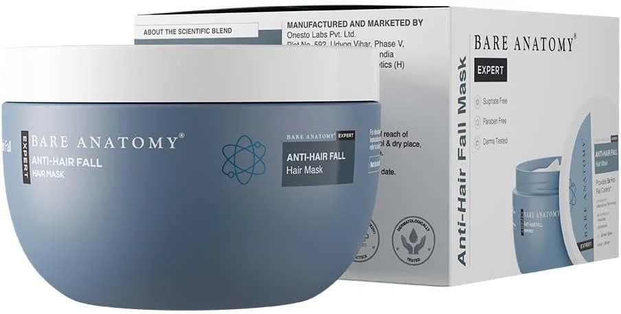 ماسک ضد ریزش مو Bare Anatomy، کنترل 5 برابری ریزش مو، مناسب برای انواع مو، غنی شده با آدنوزین و پپتیدها، 250 میلی لیتر