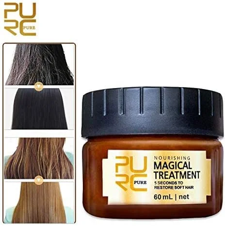ماسک موی کراتین جادویی PURC Beauty Glazed، ترمیم کننده موهای آسیب دیده در 5 ثانیه، حاوی روغن آرگان گیاهی طبیعی، سرم تصفیه کننده مو - نرم کننده عمیق مناسب برای موهای خشک و آسیب دیده