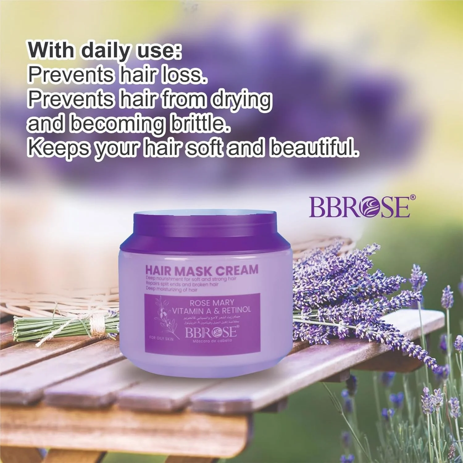 کرم ماسک مو رزماری BBROSE، ۱۰۰۰ میلی لیتر – تغذیه و ترمیم عمیق برای موهای خشک و آسیب دیده – مرطوب کننده، کاهش وز، ترمیم موخوره، افزایش درخشندگی