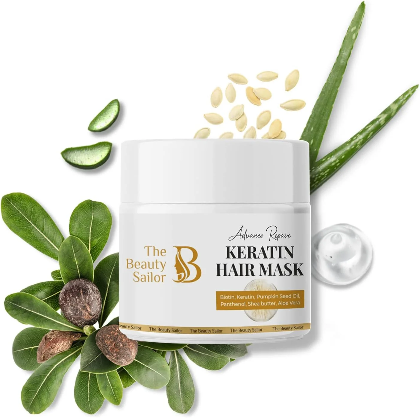 ماسک مو کراتین ترمیم کننده قوی بیوتی سیلر | درمان نرم کننده برای موهای آسیب دیده | برای آقایان و بانوان | غنی شده با بیوتین، شی باتر و آلوئه ورا | مناسب انواع مو | 100 گرم